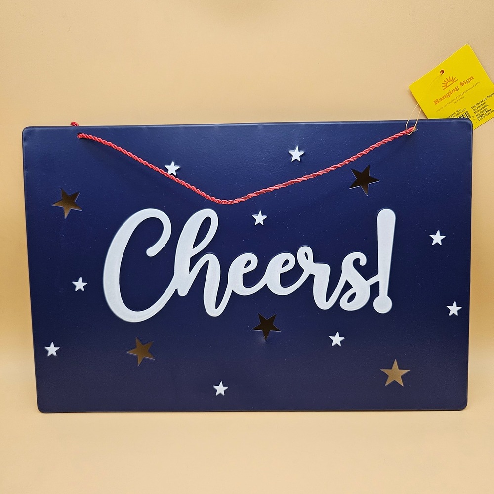 Sun Squad Blue Cheers Star Cutout Hanging Sign 14x9.5